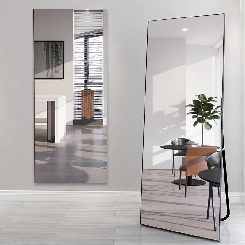 Fashion decor gold full length aluminum framed free standing dressing floor mirror wall mirror