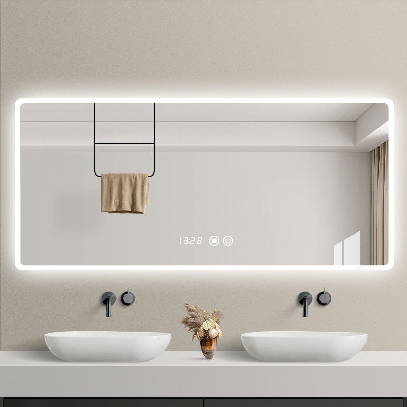 Modern home frameless semi-circular back light LED lighting bathroom mirror decoration bathroom wall mirror