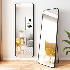 Fashion decor gold full length aluminum framed free standing dressing floor mirror wall mirror