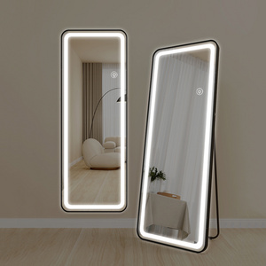 Fashion decor aluminum framed full length body led mirror with stand smart floor dressing mirror with lights wall mounted mirror