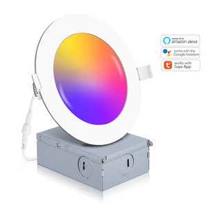 ETL 4 Inch smart slim WiFi APP control cct adjustable round square rgb canless led recessed ceiling panel light