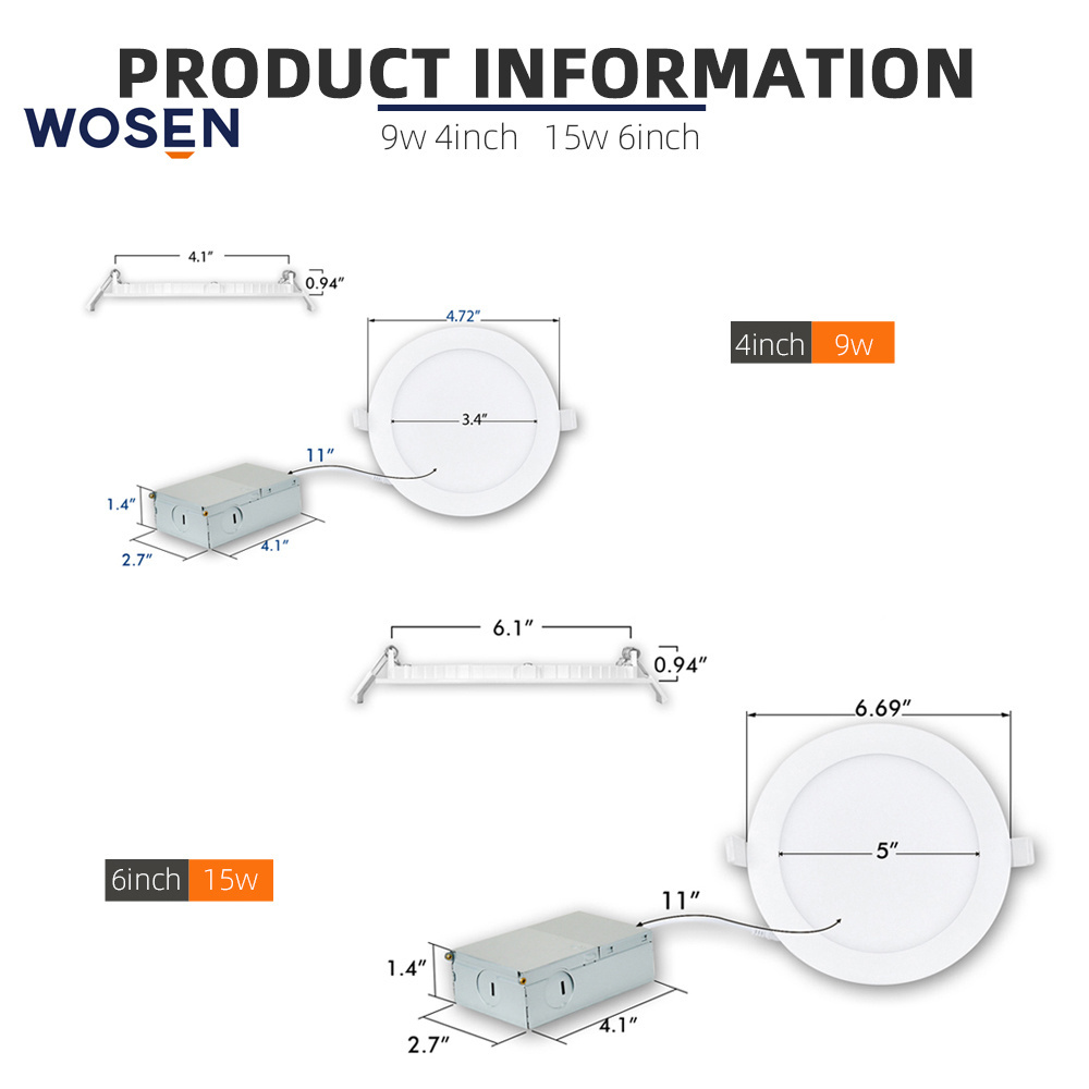 american standard etl 6500k 4 inch 9w recessed retrofit dimmable canless slim flat led panel light fixture