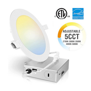 OEM ODM 110v selectable color temperature 2700k 3000k 3500k 4000k 5000k 5cct in 1 slim etl recessed 4 inch led pot light