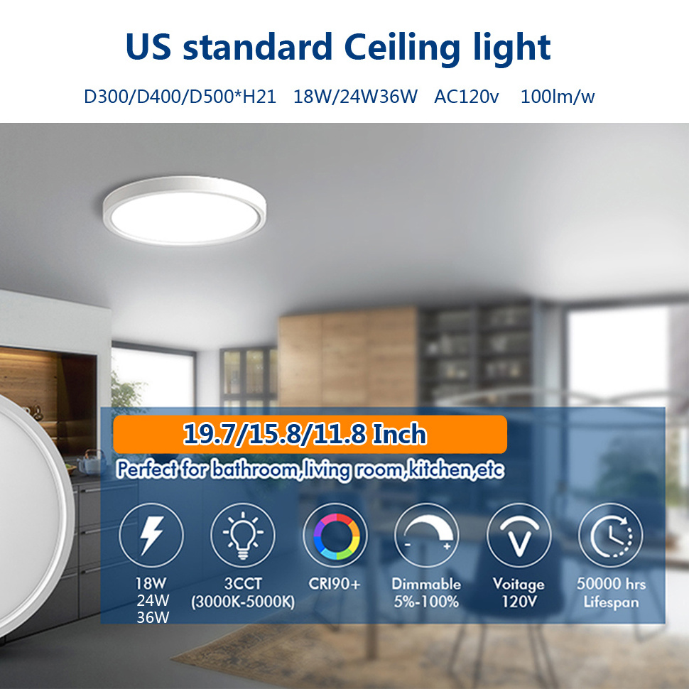 best price ETL 3cct 18w dimmable 12 inch round ultra thin slim flush mount led ceiling panel light