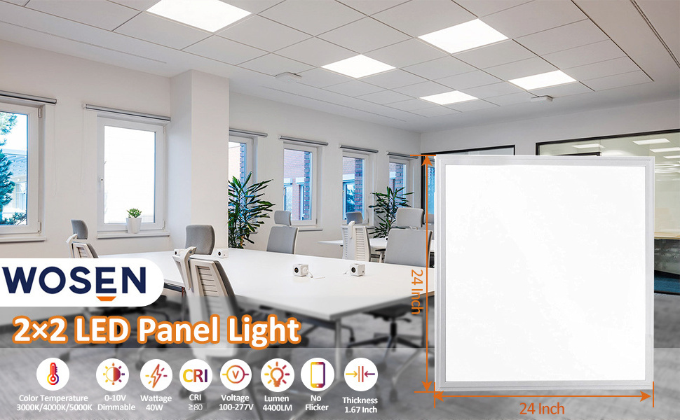 3cct 40w 100-110m/w 2x2 2ft 603*603 dimmable aluminum commercial backlit led flat square light panel