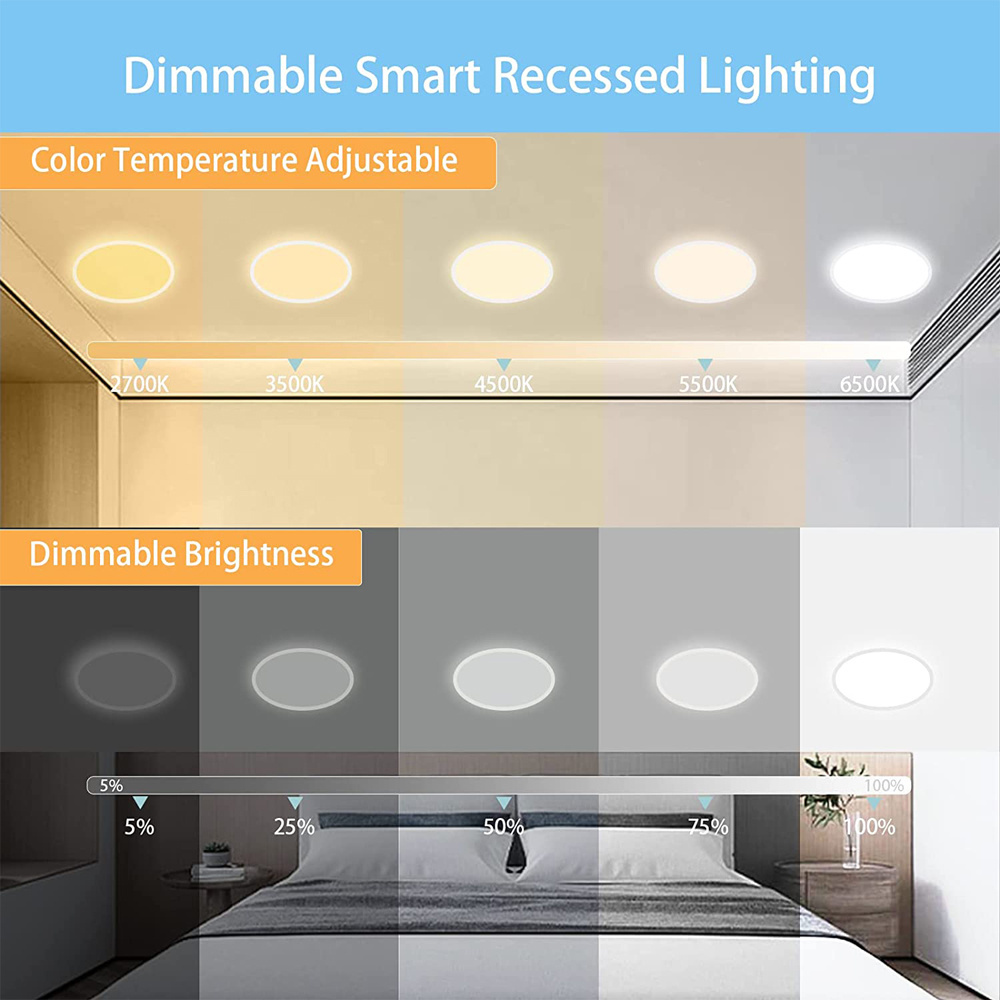 6 Inch Color Changing Slim LED Recessed Smart Retrofit Downlight with Junction Box Works with Alexa Google Assistant