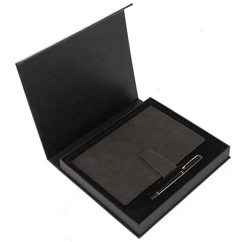 High-end business PU notebook set custom logo stationery set A5 notepad journal gift box with pen