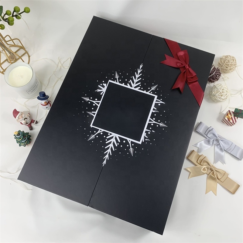 Hot sale Christmas Gift Box Black Packaging Nail Polish Storage Cosmetic Skincare Surprise Advent Calendar Box with Custom Logo