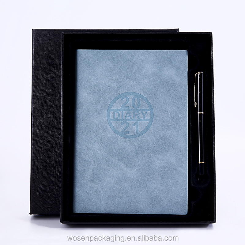 High-end business PU notebook set custom logo stationery set A5 notepad journal gift box with pen