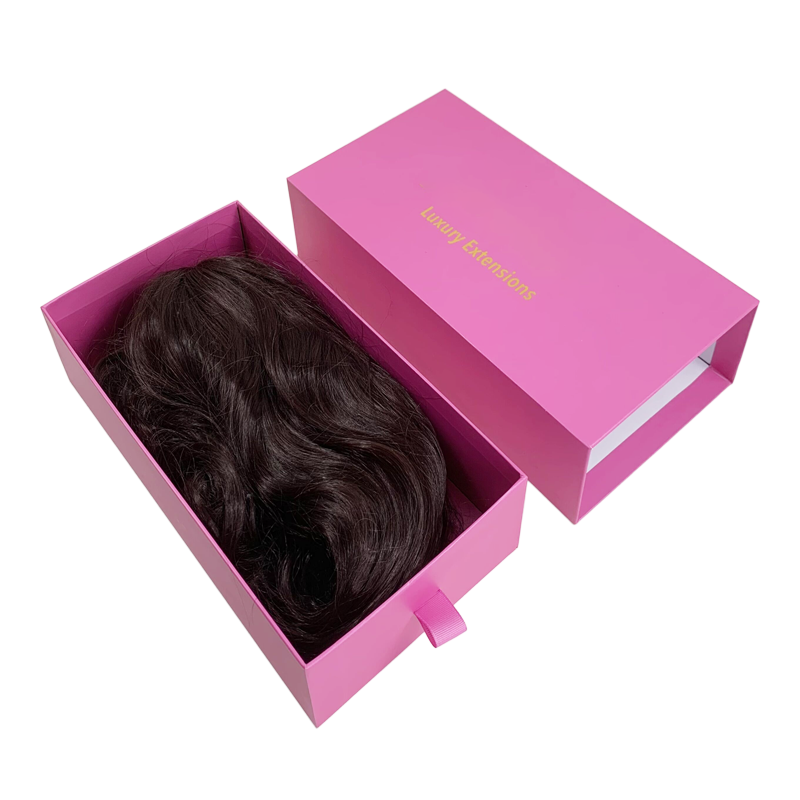 Custom Luxury Hair Boxes Rigid Cardboard Drawer Gift Box Women Hair Extension Package Wholesale Hair Packaging Boxes