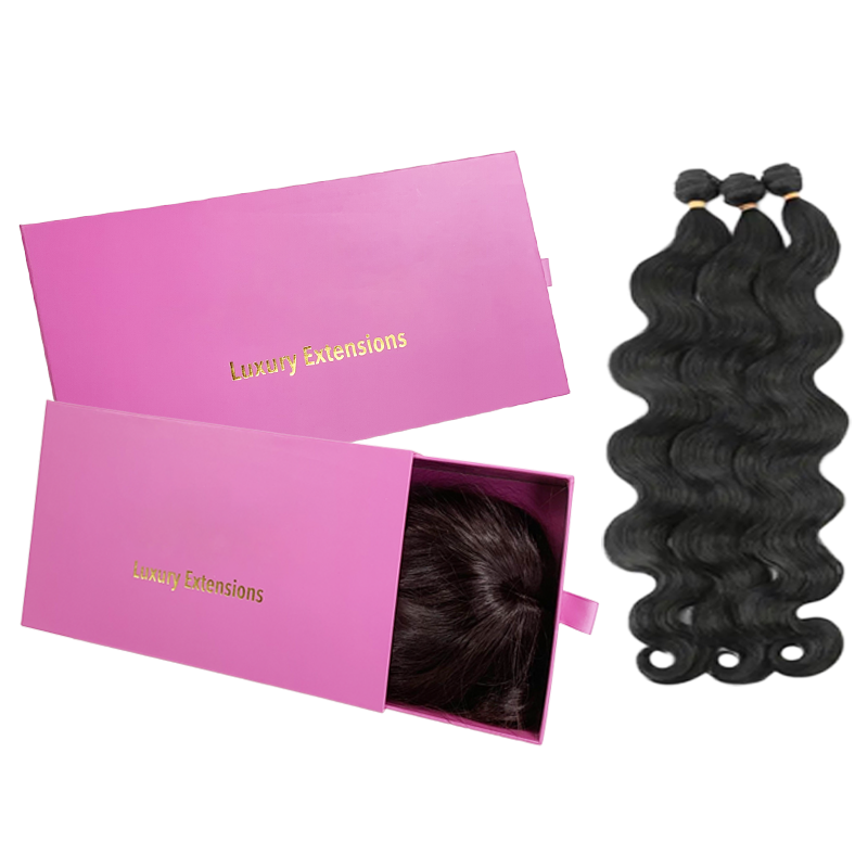 Custom Luxury Hair Boxes Rigid Cardboard Drawer Gift Box Women Hair Extension Package Wholesale Hair Packaging Boxes