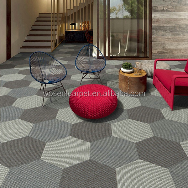 Modern stripe design hexagon carpet tile for floor office carpet