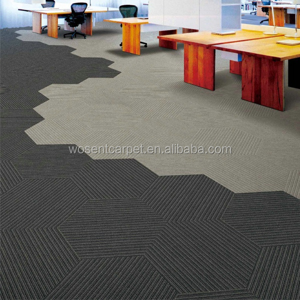 Modern stripe design hexagon carpet tile for floor office carpet