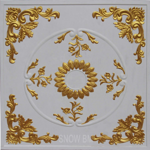 3D design Grg Golden Color Gypsum POP Ceiling Tiles