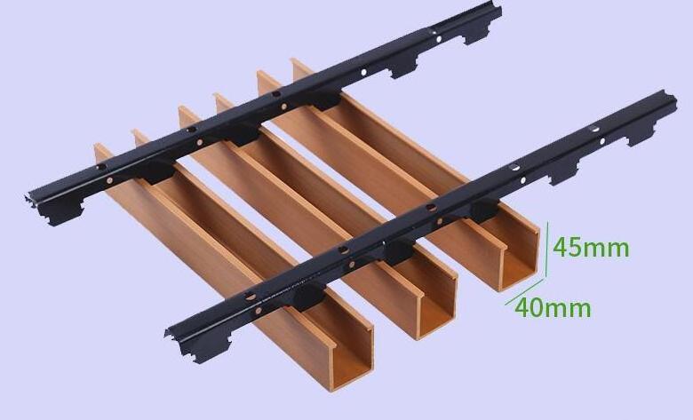 SNOW BM Wood Design WPC  acoustic suspended Ceiling WPC indoor linear ceiling for terrace and lobby