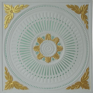 High quality with smoke-proof moisture-resistance flower design artistic style gold gypsum ceiling tile