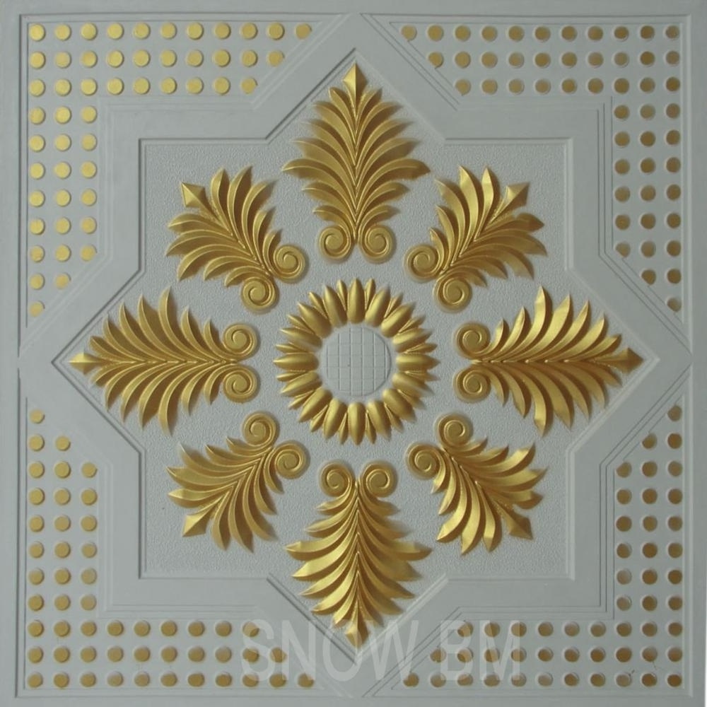 3D design Grg Golden Color Gypsum POP Ceiling Tiles