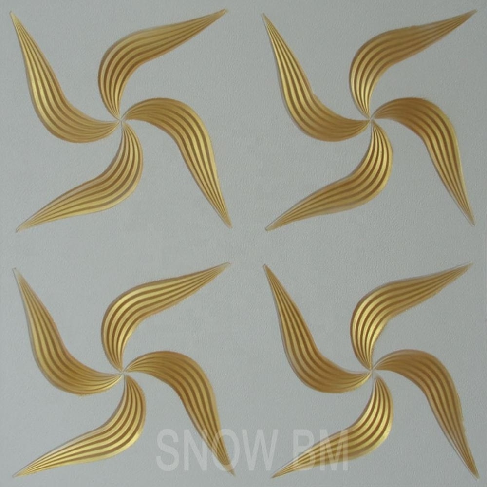 3D design Grg Golden Color Gypsum POP Ceiling Tiles