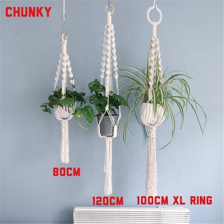 Wholesale Home Decor Indoor Rope Planter Pot Holder crochet tassel Macrame Wall Plant Hanger Hanging Plant hangers