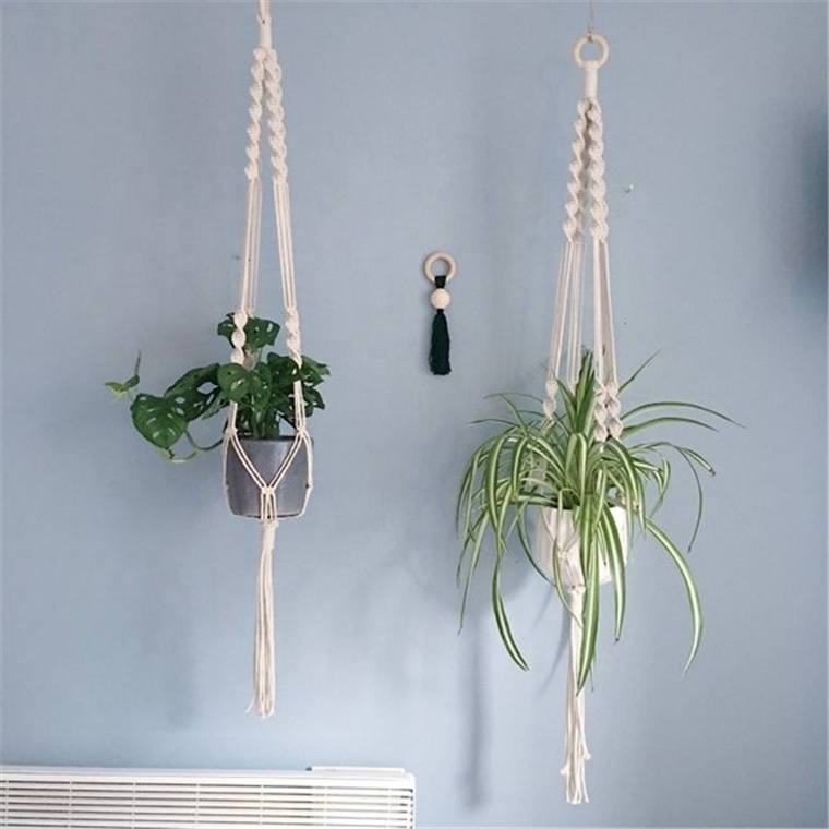 Wholesale Home Decor Indoor Rope Planter Pot Holder crochet tassel Macrame Wall Plant Hanger Hanging Plant hangers