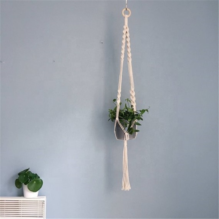 Wholesale Home Decor Indoor Rope Planter Pot Holder crochet tassel Macrame Wall Plant Hanger Hanging Plant hangers