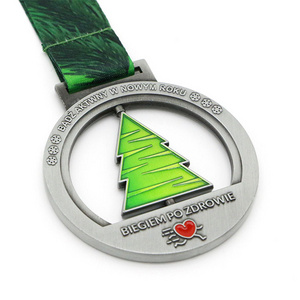 Custom Santa Running 5K 3K New Year Merry Souvenir Santa Claus Christmas Spin Medal