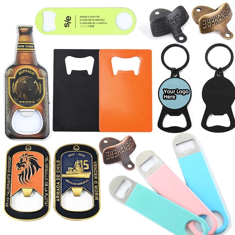 manufacturer wholesale custom cheap sublimation blank metal stainless steel logo keychain beer bottle opener