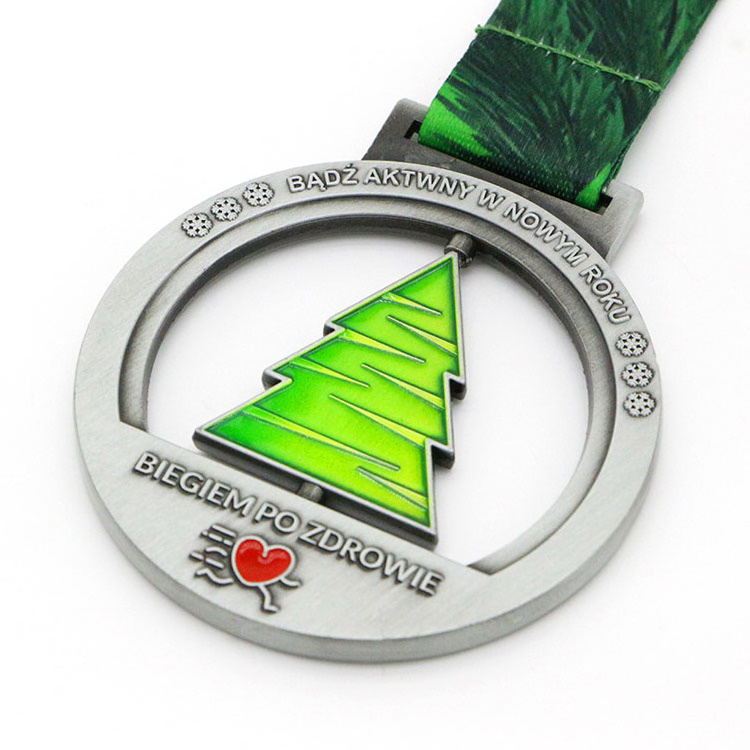 Custom Santa Running 5K 3K New Year Merry Souvenir Santa Claus Christmas Spin Medal