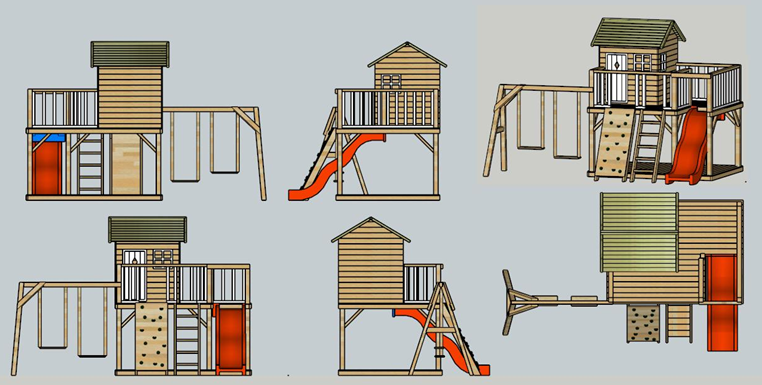 2019 cheap wooden playhouse with swing and slide for kids