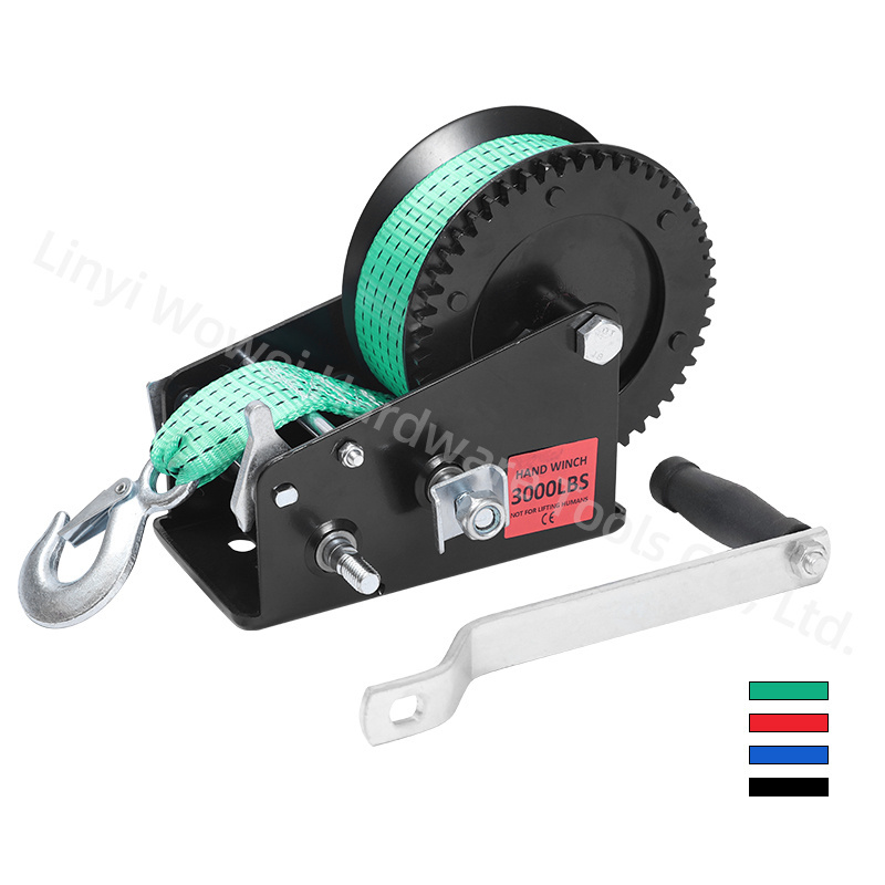 3500lbs Stainless Steel fixed handle webbing Manual Hand Winch for Boat Trailer