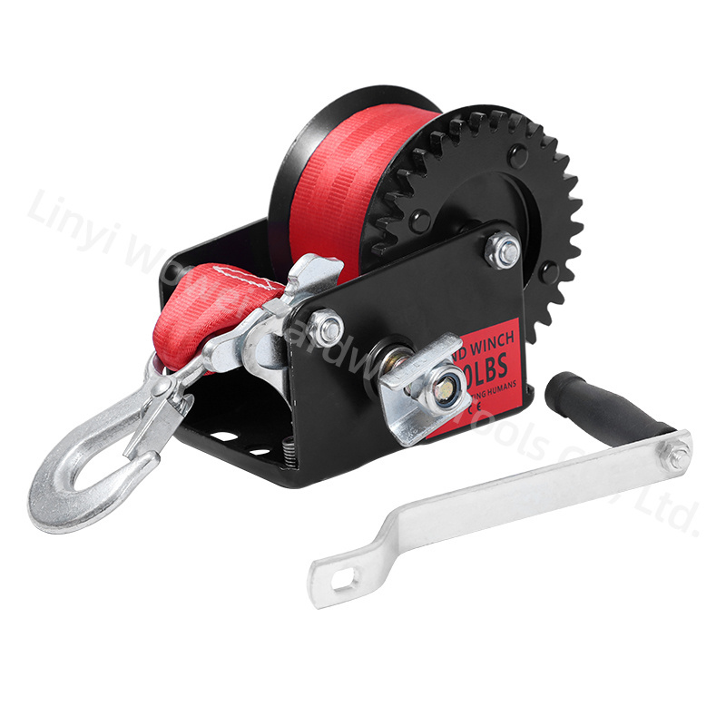 High Quality Mini Hand Winch 2000LBS Trailer Winch Horizontal Lifting Hand Crank Small Winch Wire Rope Cable Strap Webbing