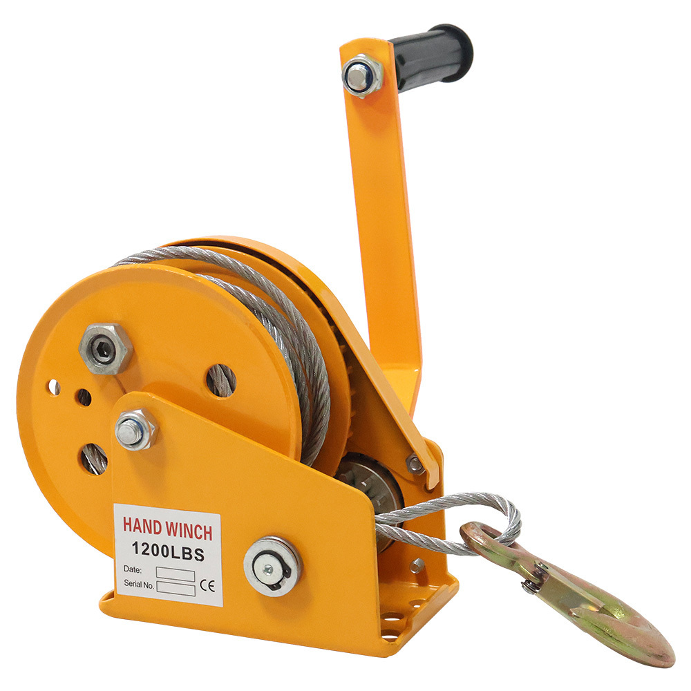 Self Locking labor saving Worm Gear Winch Yellow Hand Pulling Winch