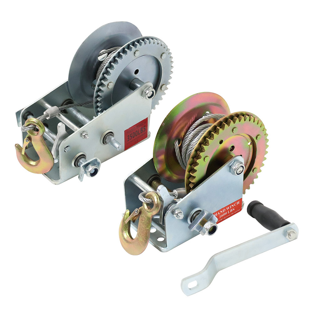 Hot selling manual hand winch in factories, winch for sale manual crank belt winches, marine trailer traction boat winch