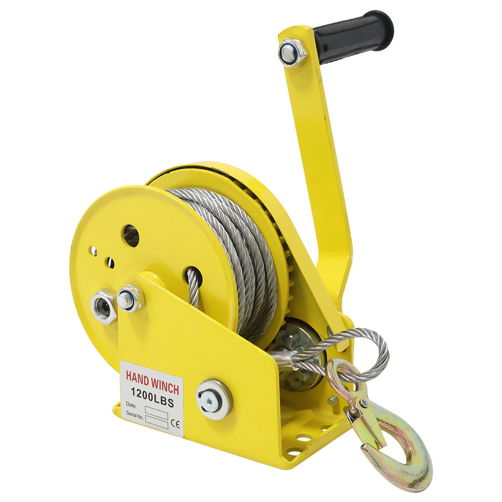 Self Locking labor saving Worm Gear Winch Yellow Hand Pulling Winch