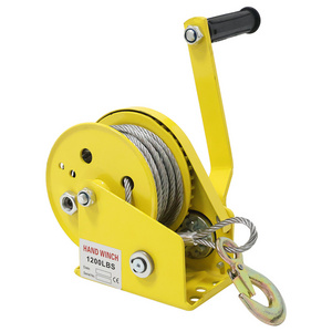 Self Locking labor saving Worm Gear Winch Yellow Hand Pulling Winch