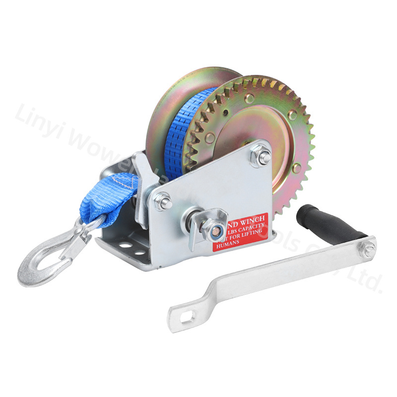 3500lbs Stainless Steel fixed handle webbing Manual Hand Winch for Boat Trailer