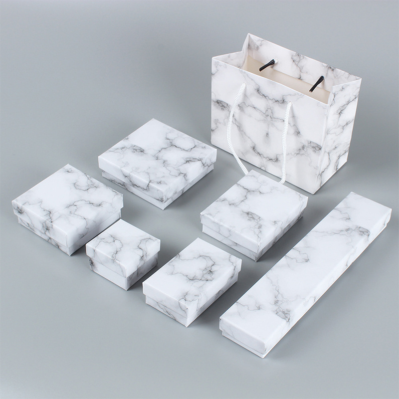 High-end high-quality white marble pattern cardboard shoe box with lid custom logo and insert