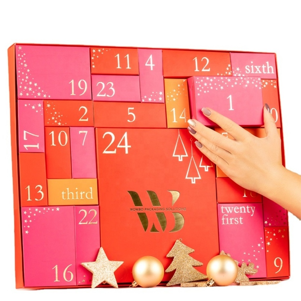 Dubai Wholesale Beauty Diy Empty Paper Embalaje Toy Christmas Gift Box Chocolate Advent Calendar Packaging Box With Plastic Tray