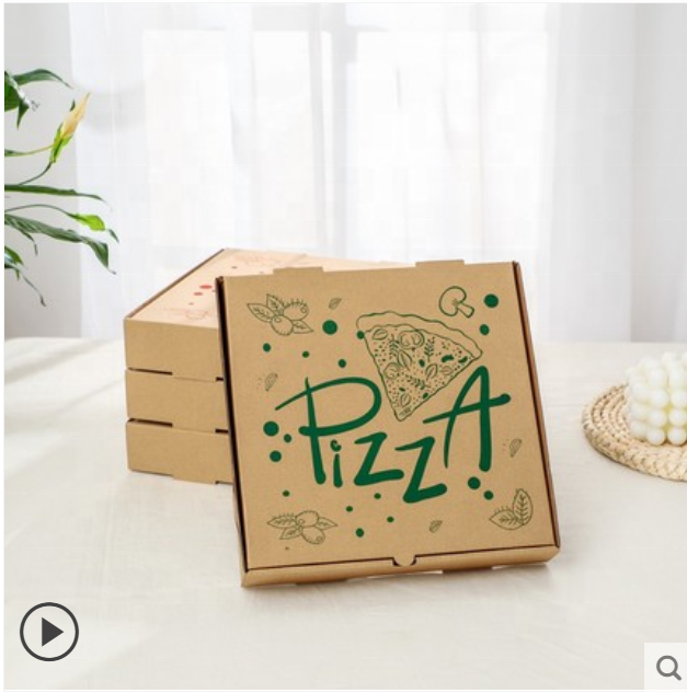 Kraft paper Take away boxes custom printing  pizzas 9 10 11 12 14Inch burger pizza Boxes flute corrugated pizza packing box