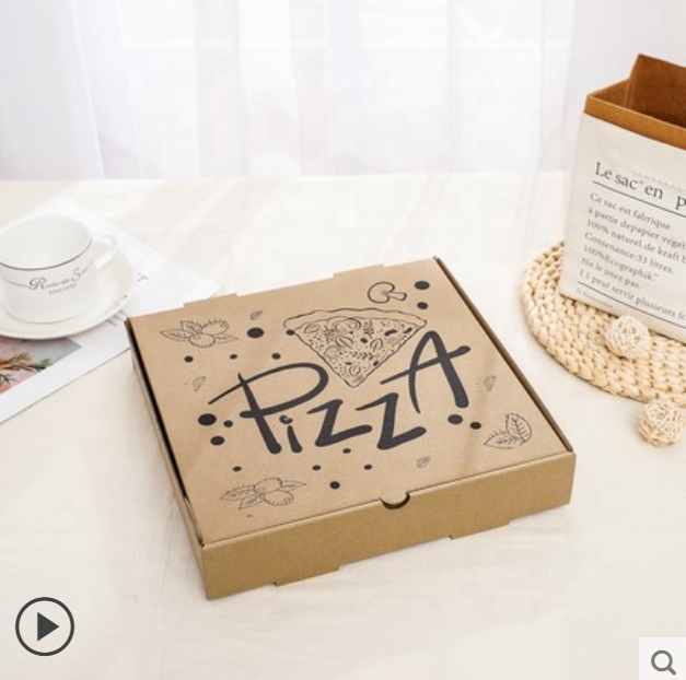 Kraft paper Take away boxes custom printing  pizzas 9 10 11 12 14Inch burger pizza Boxes flute corrugated pizza packing box