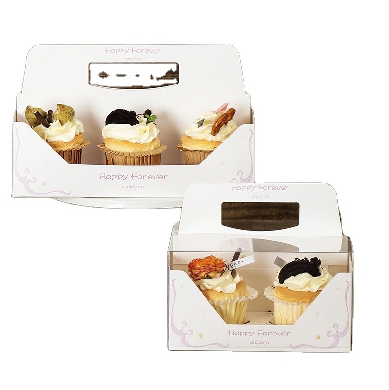 banana fruit cake cardboard boxes with logo and window for cupcake brownie pastry gold foil