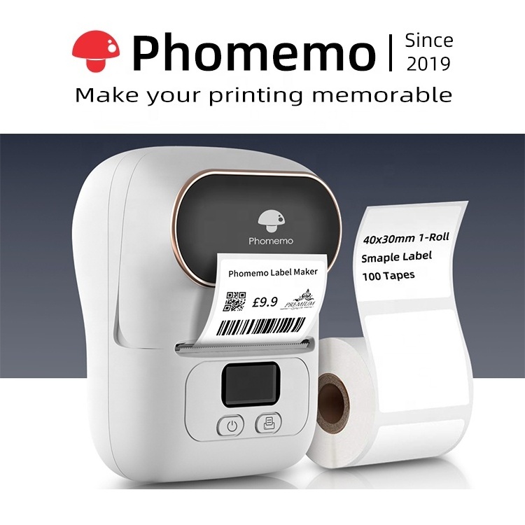 WOWCASE Upgraded Phomemo Label Printer M110 Barcode Printer Blue tooth Portable Thermal Label Maker for Phone/Tablet/PC/Mac