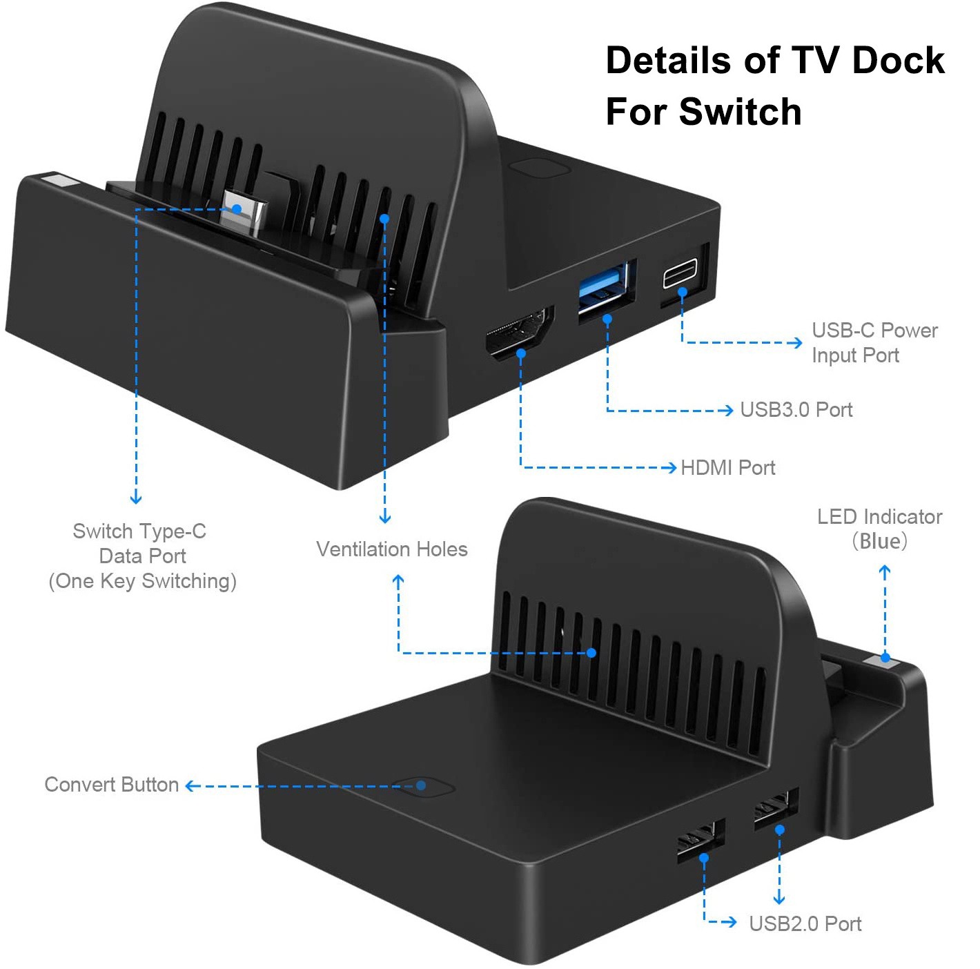 Led host stand Connected 2021 Charging Dock Station TV portable mini HD video conversion controller charger for Nintendo Switch