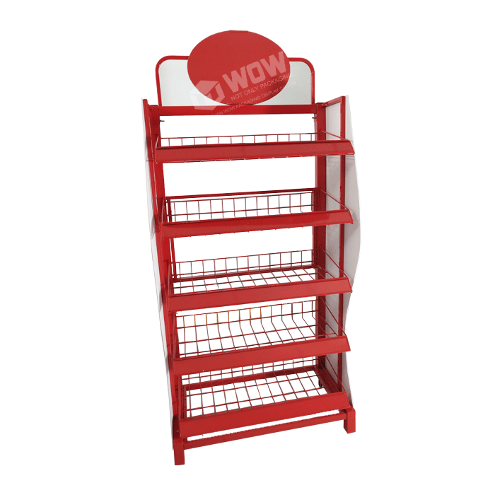 Retail Store Display Tier Metal Wire Potato Chip Display Stand Advertising Metal Wire Hanging Candy Display Rack