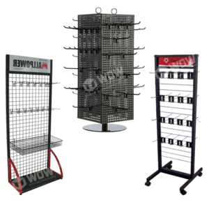 Black Color Customized Size 4 Sides Pegboard Metal Rotating Display Rack Stand for Jewelry