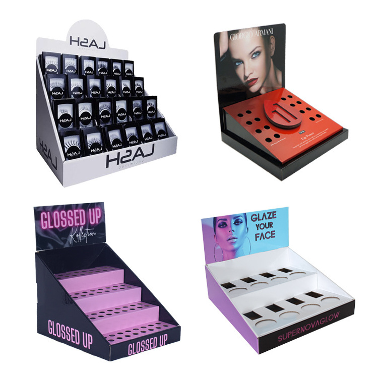 Shenzhen Outstanding Custom POP Cosmetics Lash Display Wholesale Lash Cardboard Display Stand Paper Eyelash Display Racks