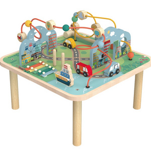 Wooden Activity Table Early Education Kid Play Table Baby Wooden Activity Cube Table Infant Toy Educational Toys