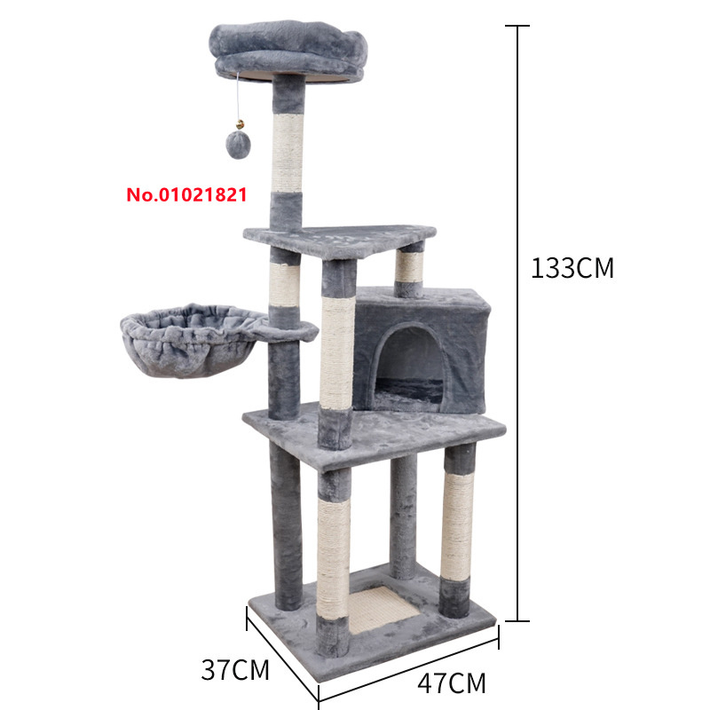 Extra Large Multilayer Wooden Climbing Cat Scratching Sisal Post Cat Condos Platform Hammock Tree Towers House Furniture