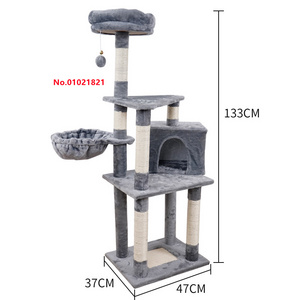 Extra Large Multilayer Wooden Climbing Cat Scratching Sisal Post Cat Condos Platform Hammock Tree Towers House Furniture