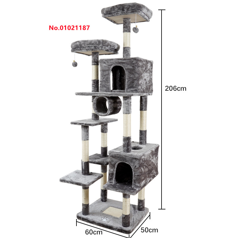 Extra Large Multilayer Wooden Climbing Cat Scratching Sisal Post Cat Condos Platform Hammock Tree Towers House Furniture